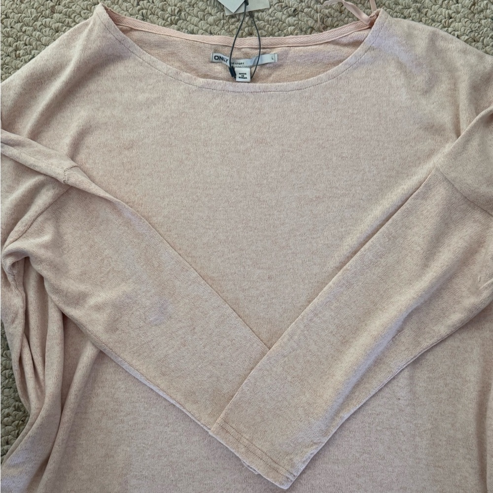 ONLY Blush Pink Boatneck Long Sleeve Top